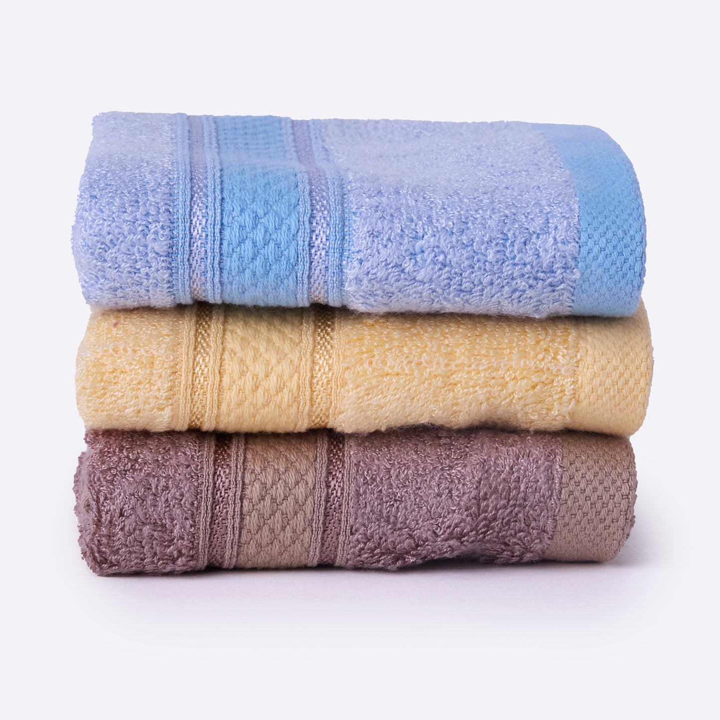 Bamboo Soul Bamboo Face Towel | Ultra Absorbent & Super Soft | 30 x 30 cm - 550 GSM | Pack of 3 – Blue-Yellow-Dark Beige
