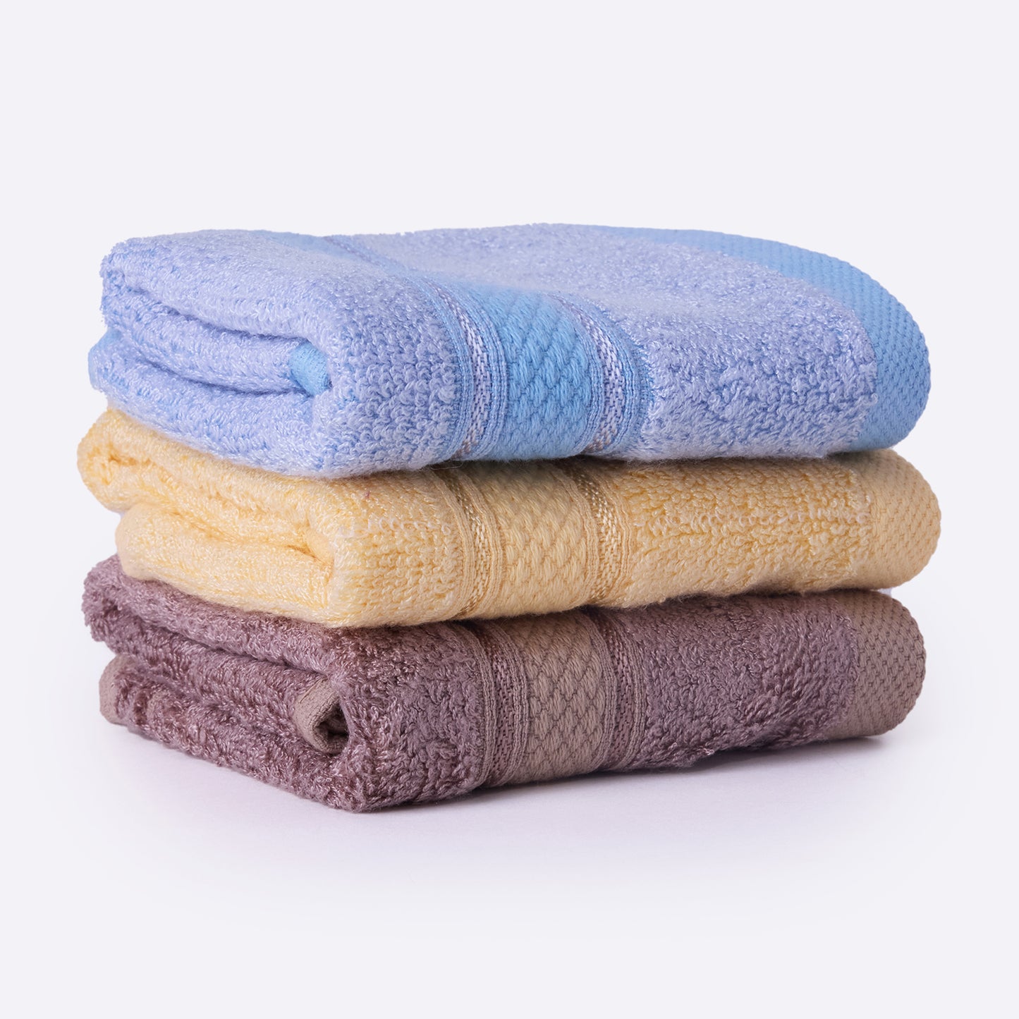 Bamboo Soul Bamboo Face Towel | Ultra Absorbent & Super Soft | 30 x 30 cm - 550 GSM | Pack of 3 – Blue-Yellow-Dark Beige
