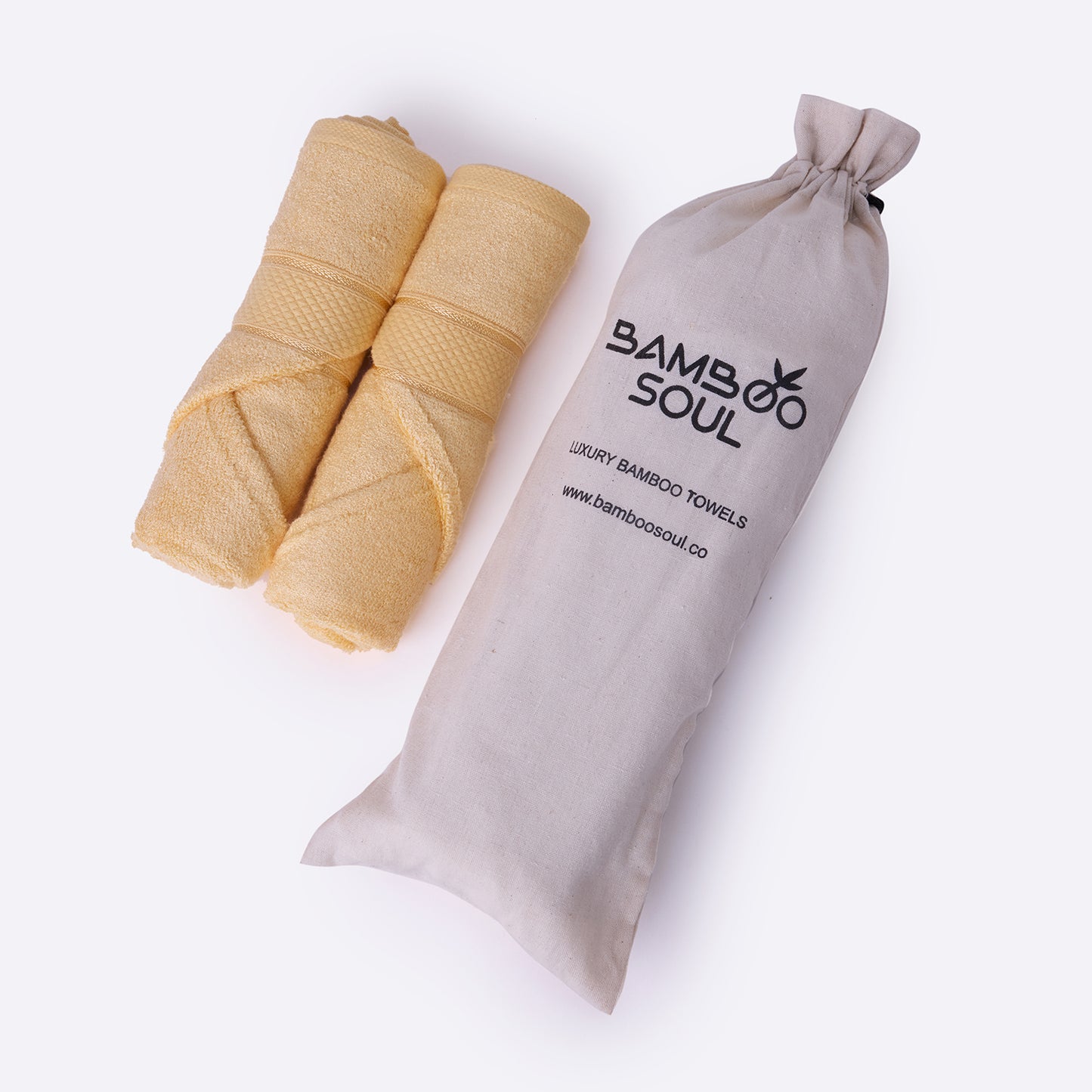 Bamboo Soul Bamboo Hand Towel | Ultra Absorbent & Super Soft | 40 x 60 cm - 550 GSM | Pack of 2 – Yellow