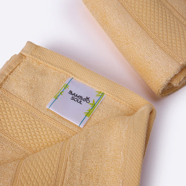 Bamboo Soul Bamboo Hand Towel | Ultra Absorbent & Super Soft | 40 x 60 cm - 550 GSM | Pack of 2 – Yellow