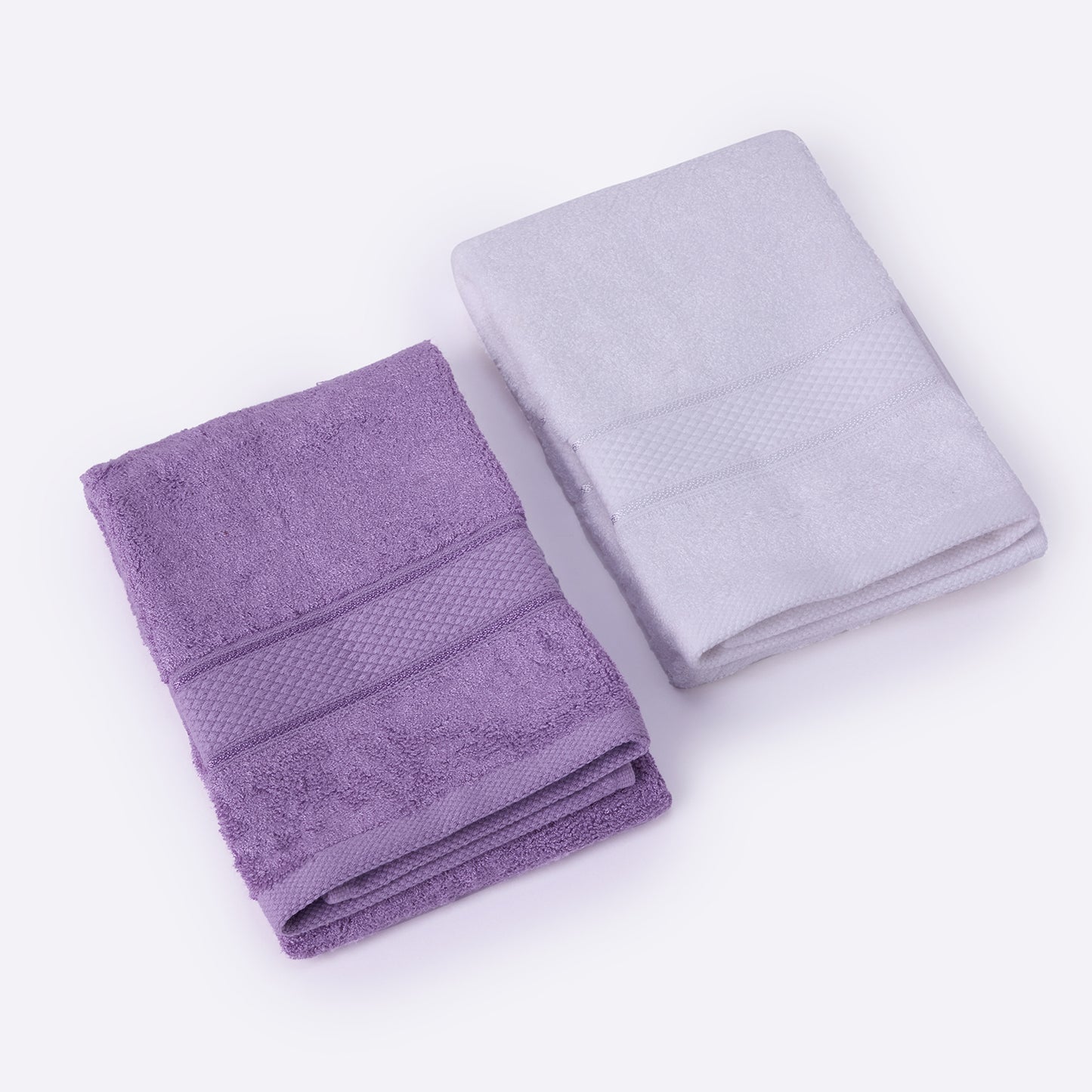 Bamboo Soul Bamboo Hand Towel | Ultra Absorbent & Super Soft | 40 x 60 cm - 550 GSM | Pack of 2 – White-Purple
