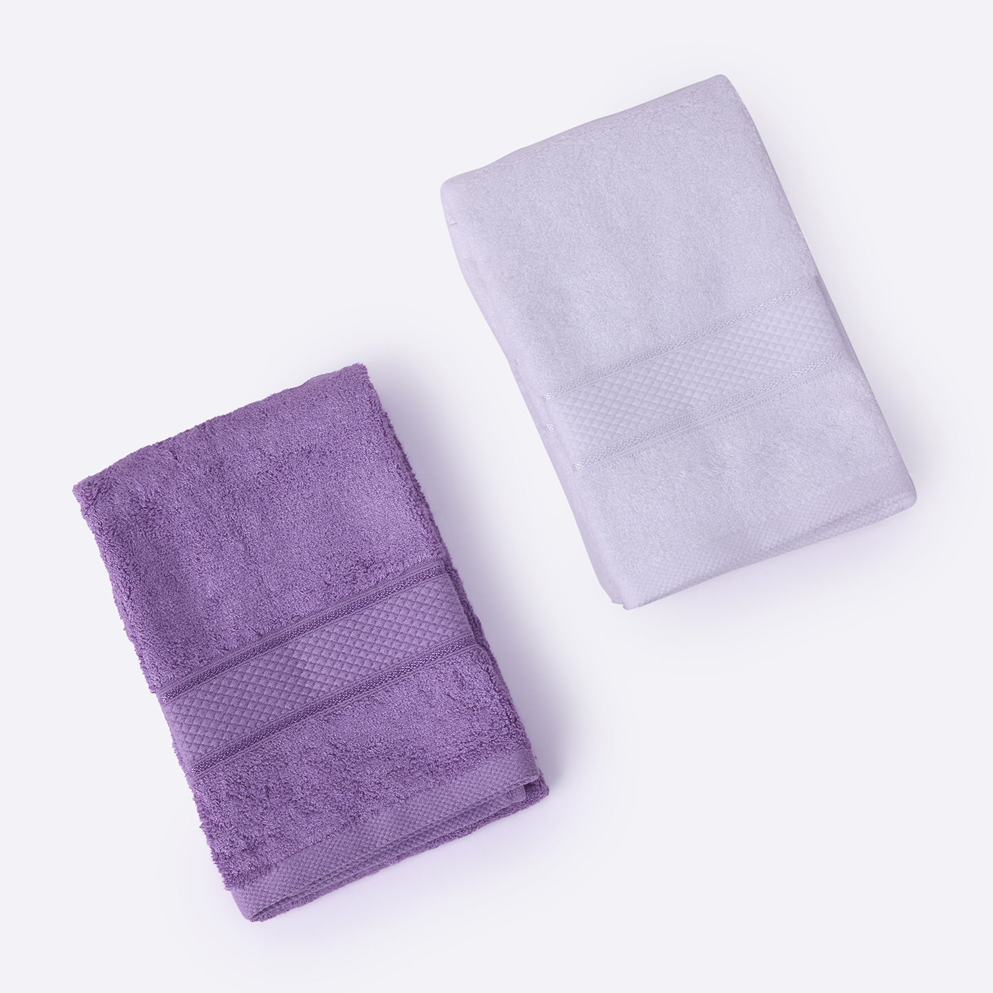 Bamboo Soul Bamboo Hand Towel | Ultra Absorbent & Super Soft | 40 x 60 cm - 550 GSM | Pack of 2 – White-Purple
