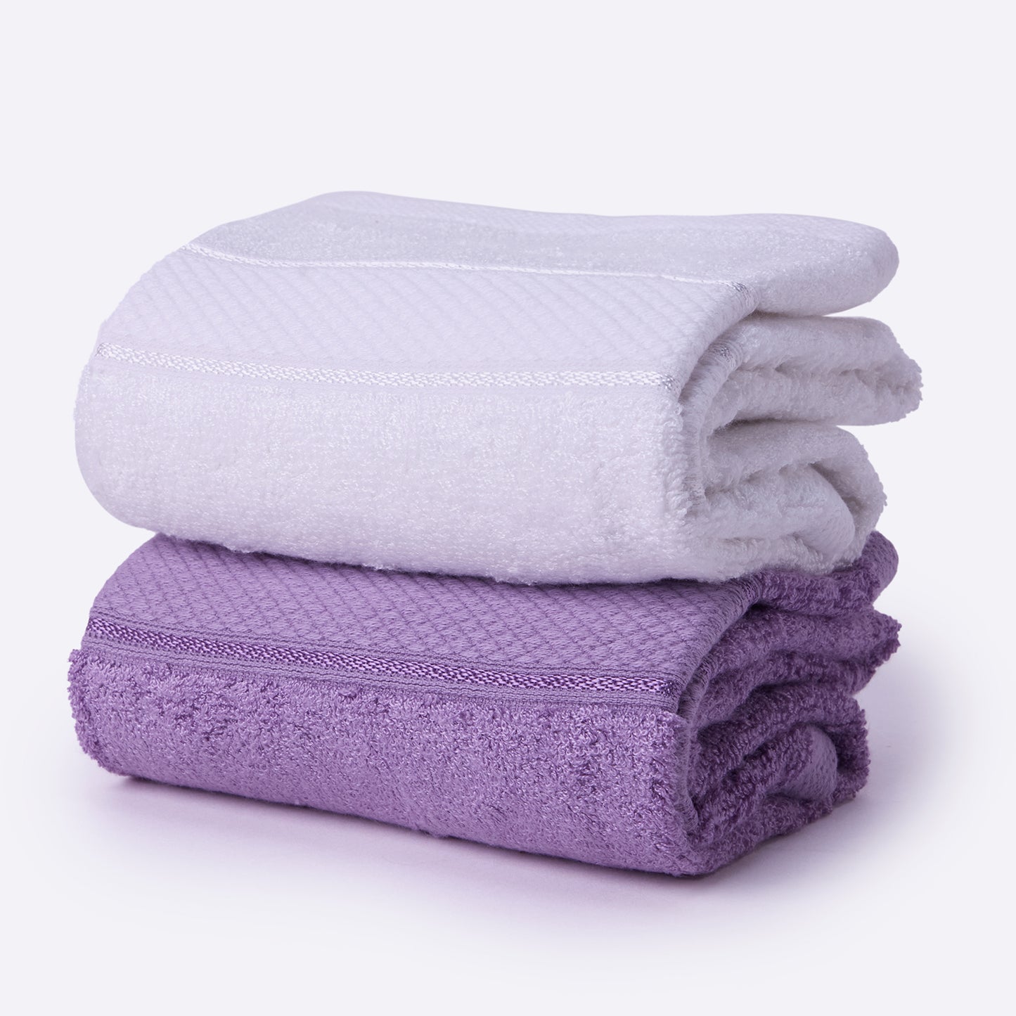 Bamboo Soul Bamboo Hand Towel | Ultra Absorbent & Super Soft | 40 x 60 cm - 550 GSM | Pack of 2 – White-Purple