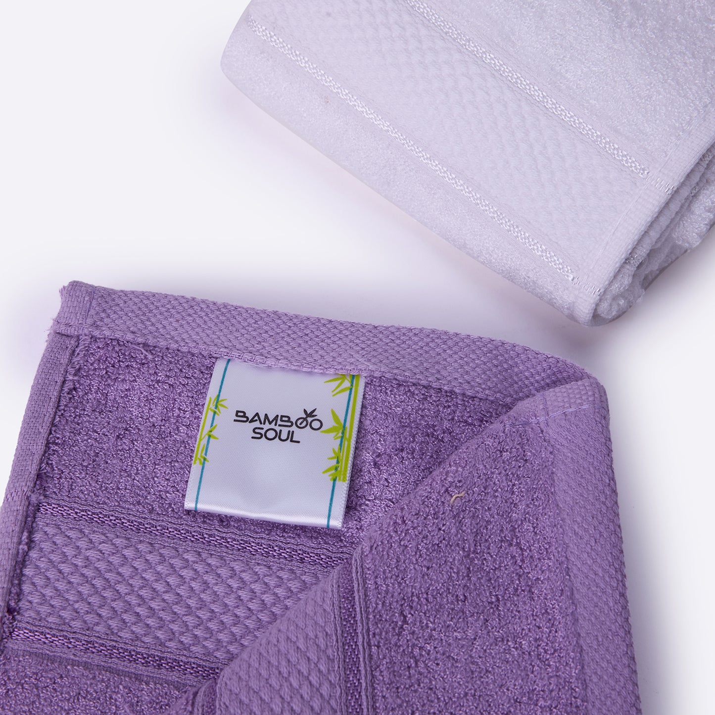 Bamboo Soul Bamboo Hand Towel | Ultra Absorbent & Super Soft | 40 x 60 cm - 550 GSM | Pack of 2 – White-Purple