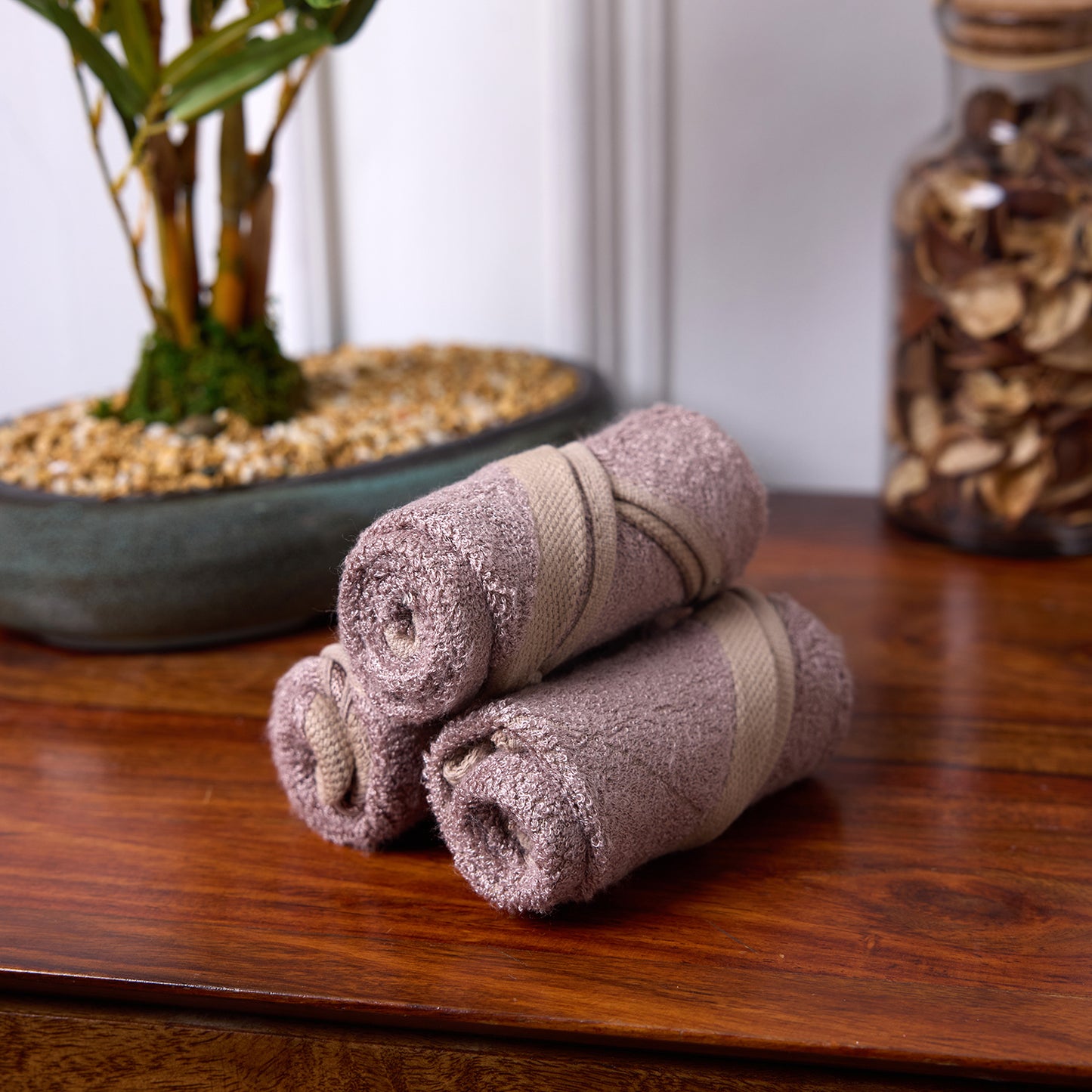 Bamboo Soul Bamboo Face Towel | Ultra Absorbent & Super Soft | 30 x 30 cm - 550 GSM | Pack of 3 – Dark Beige