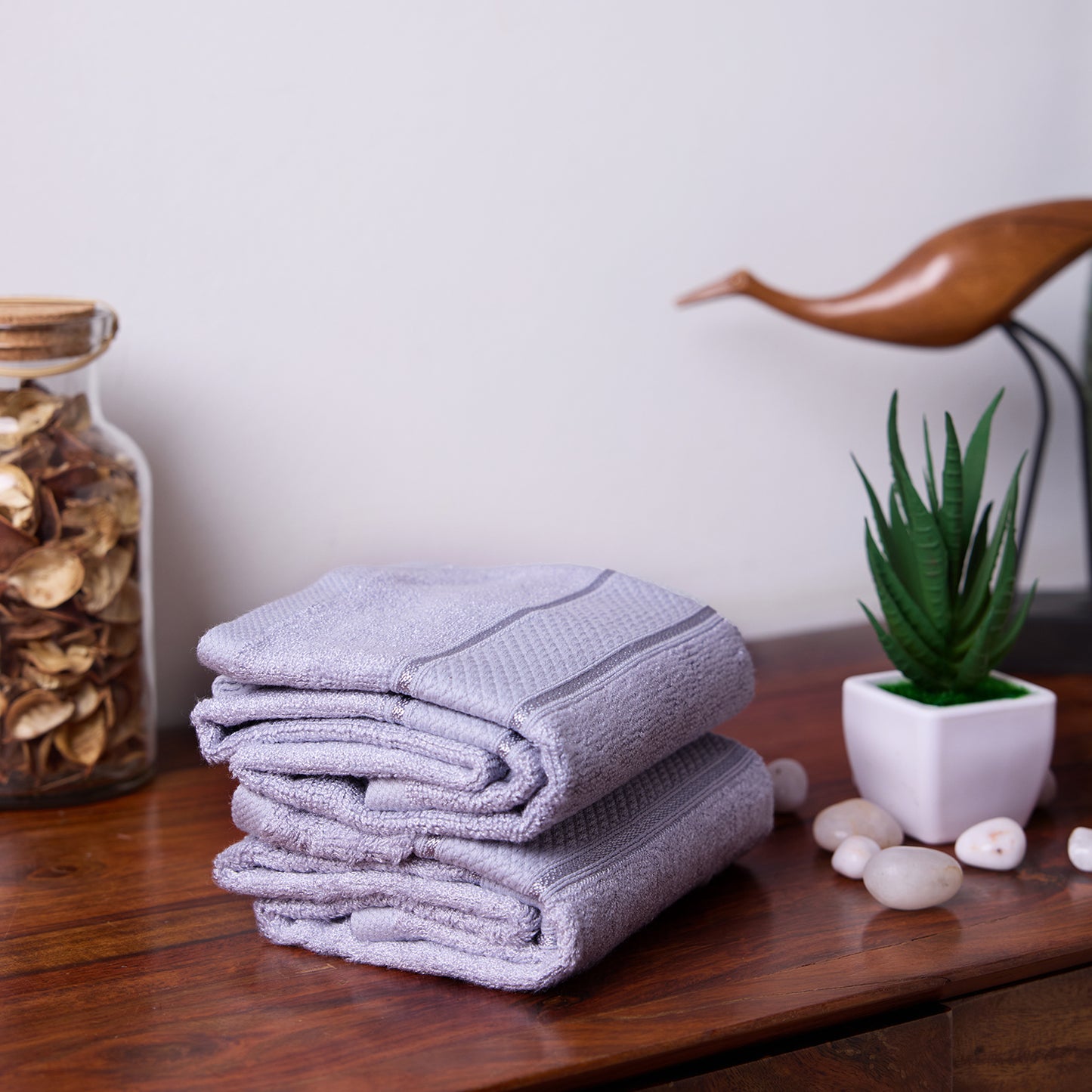 Bamboo Soul Bamboo Hand Towel | Ultra Absorbent & Super Soft | 40 x 60 cm - 550 GSM | Pack of 2 – Grey