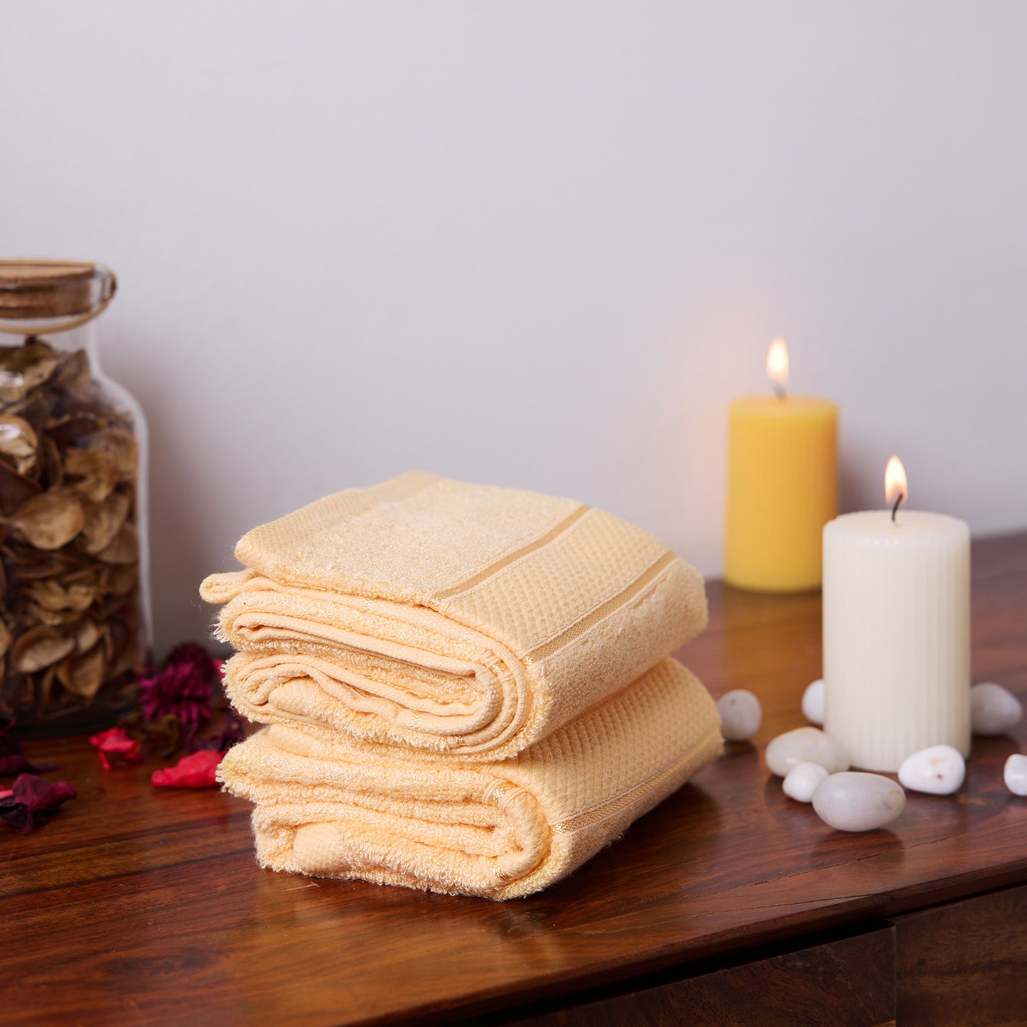 Bamboo Soul Bamboo Hand Towel | Ultra Absorbent & Super Soft | 40 x 60 cm - 550 GSM | Pack of 2 – Yellow