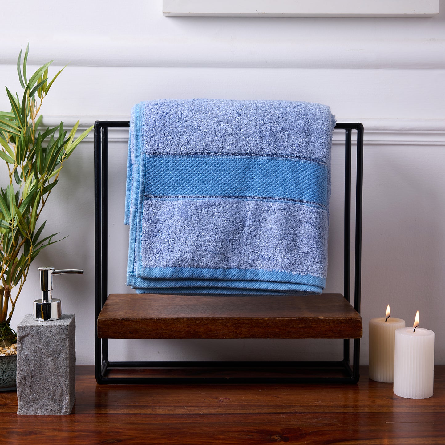 Bamboo Soul Bamboo Bath Towel | Large Size | Ultra Absorbent & Super Soft | 75 x 150 cm - 550 GSM | Pack of 1 – Sky Blue