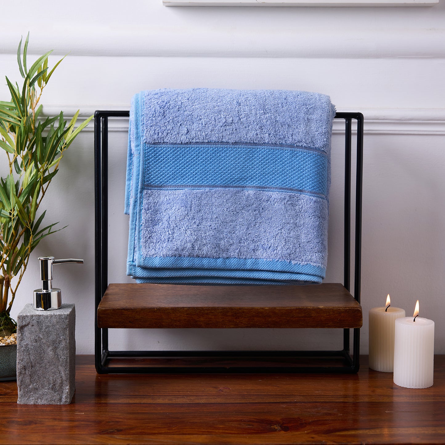 Bamboo Soul Bamboo Bath Towel | Large Size | Ultra Absorbent & Super Soft | 75 x 150 cm - 550 GSM | Pack of 1 – Sky Blue