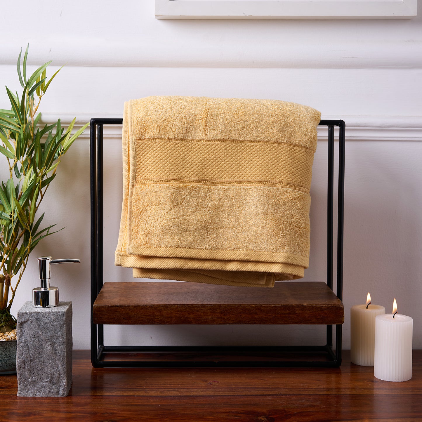 Bamboo Soul Bamboo Bath Towel | Large Size | Ultra Absorbent & Super Soft | 75 x 150 cm - 550 GSM | Pack of 1 – Yellow