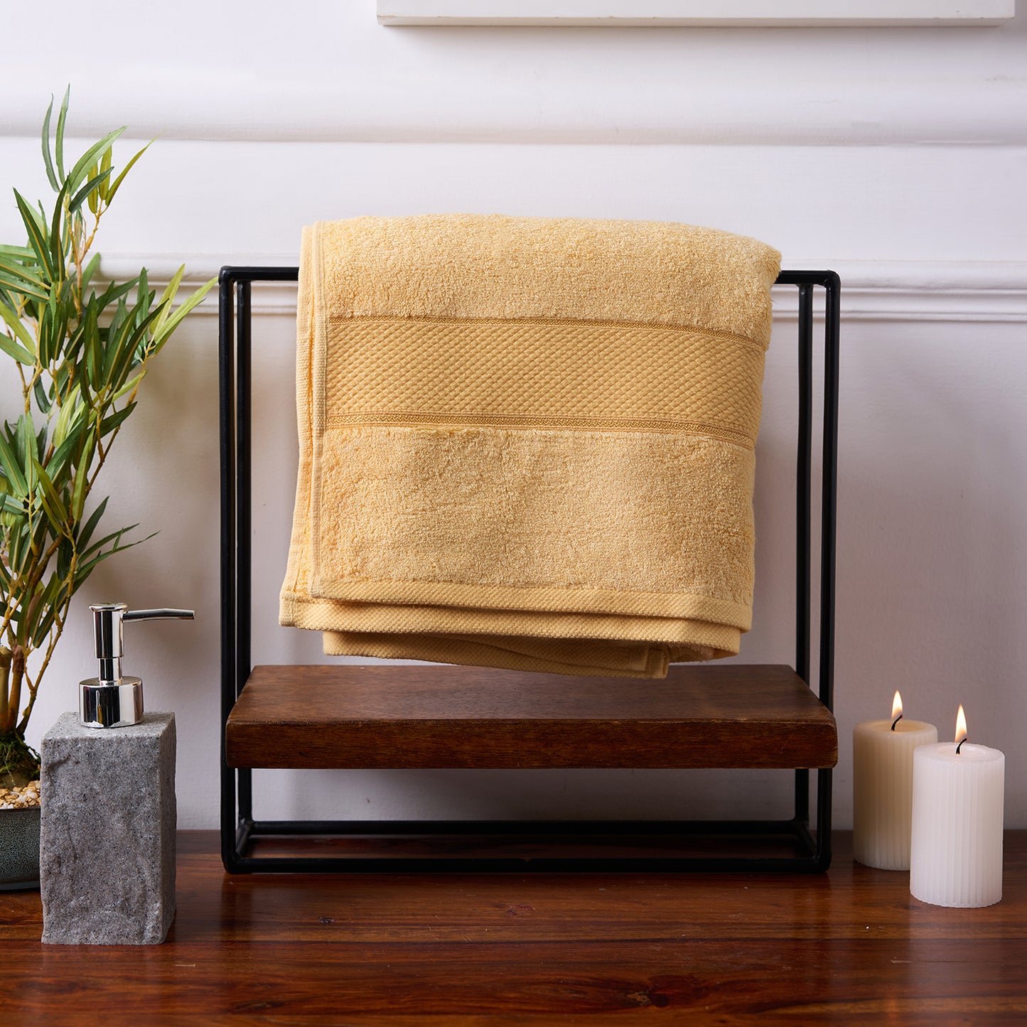 Bamboo Soul Bamboo Bath Towel | Large Size | Ultra Absorbent & Super Soft | 75 x 150 cm - 550 GSM | Pack of 1 – Yellow