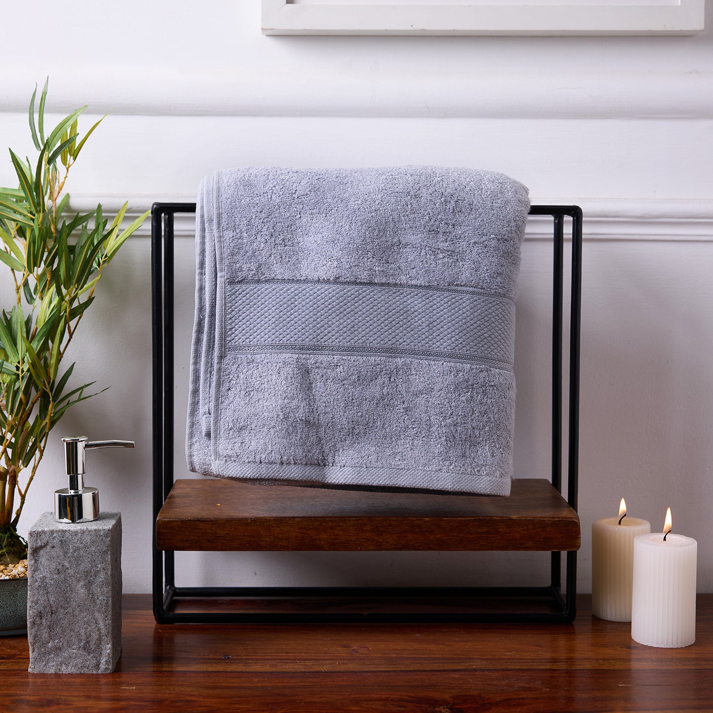 Bamboo Soul Bamboo Bath Towel | Large Size | Ultra Absorbent & Super Soft | 75 x 150 cm - 550 GSM | Pack of 1 – Light Grey