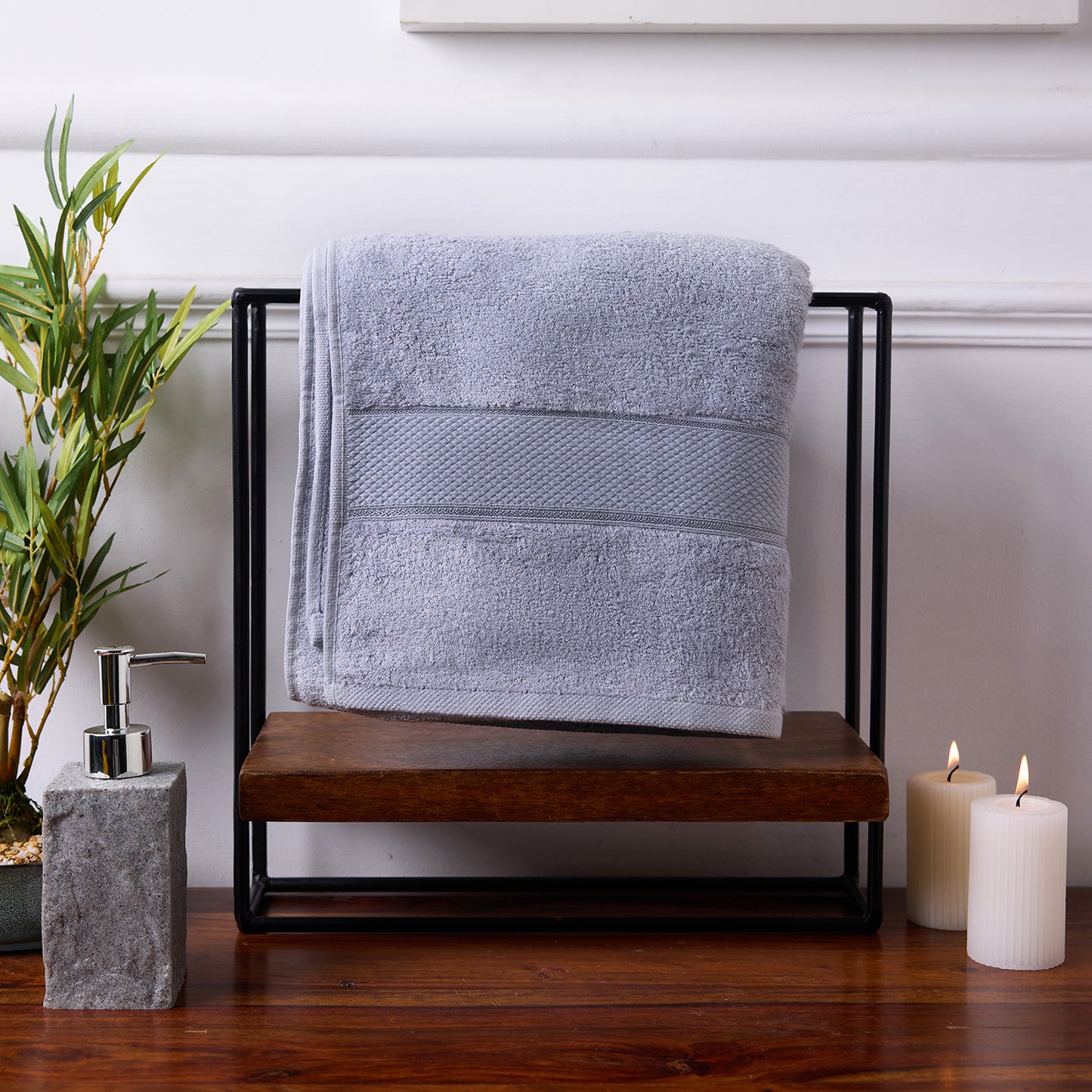 Bamboo Soul Bamboo Bath Towel | Large Size | Ultra Absorbent & Super Soft | 75 x 150 cm - 550 GSM | Pack of 1 – Light Grey