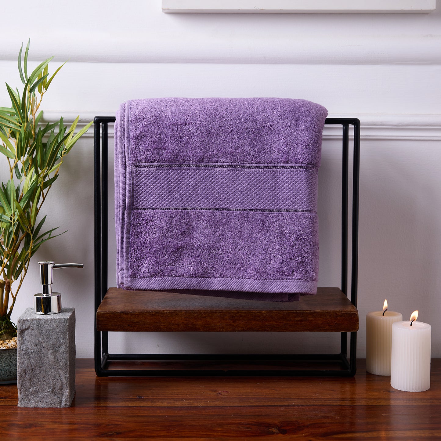 Bamboo Soul Bamboo Bath Towel | 550 GSM | Large Size | 75 x 150 cms | set of 1 - Purple