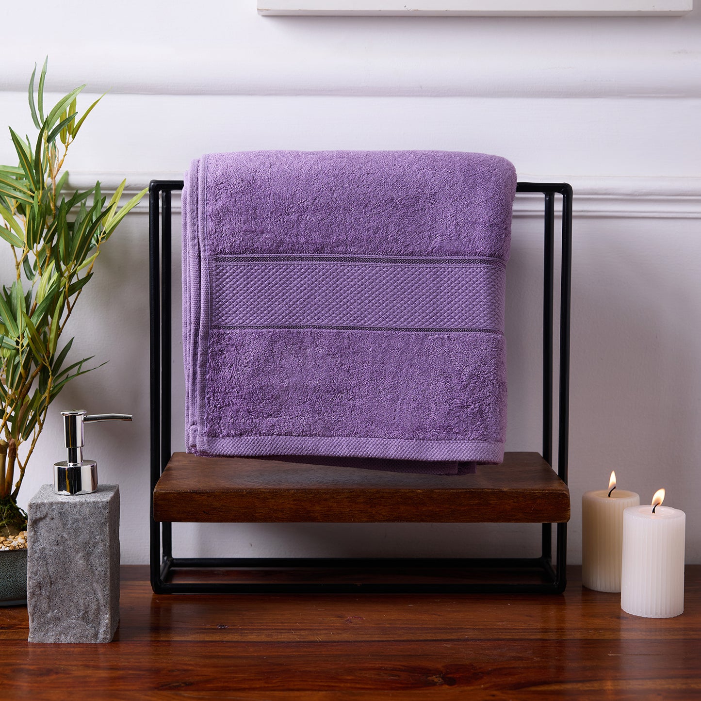 Bamboo Soul Bamboo Bath Towel | 550 GSM | Large Size | 75 x 150 cms | set of 1 - Purple