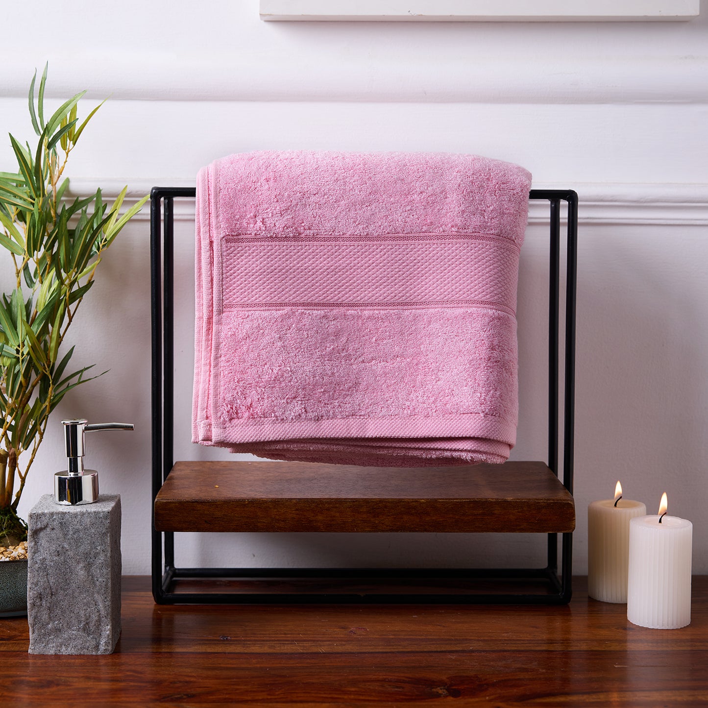 Bamboo Soul Bamboo Bath Towel | Large Size | Ultra Absorbent & Super Soft | 75 x 150 cm - 550 GSM | Pack of 1 – Pink