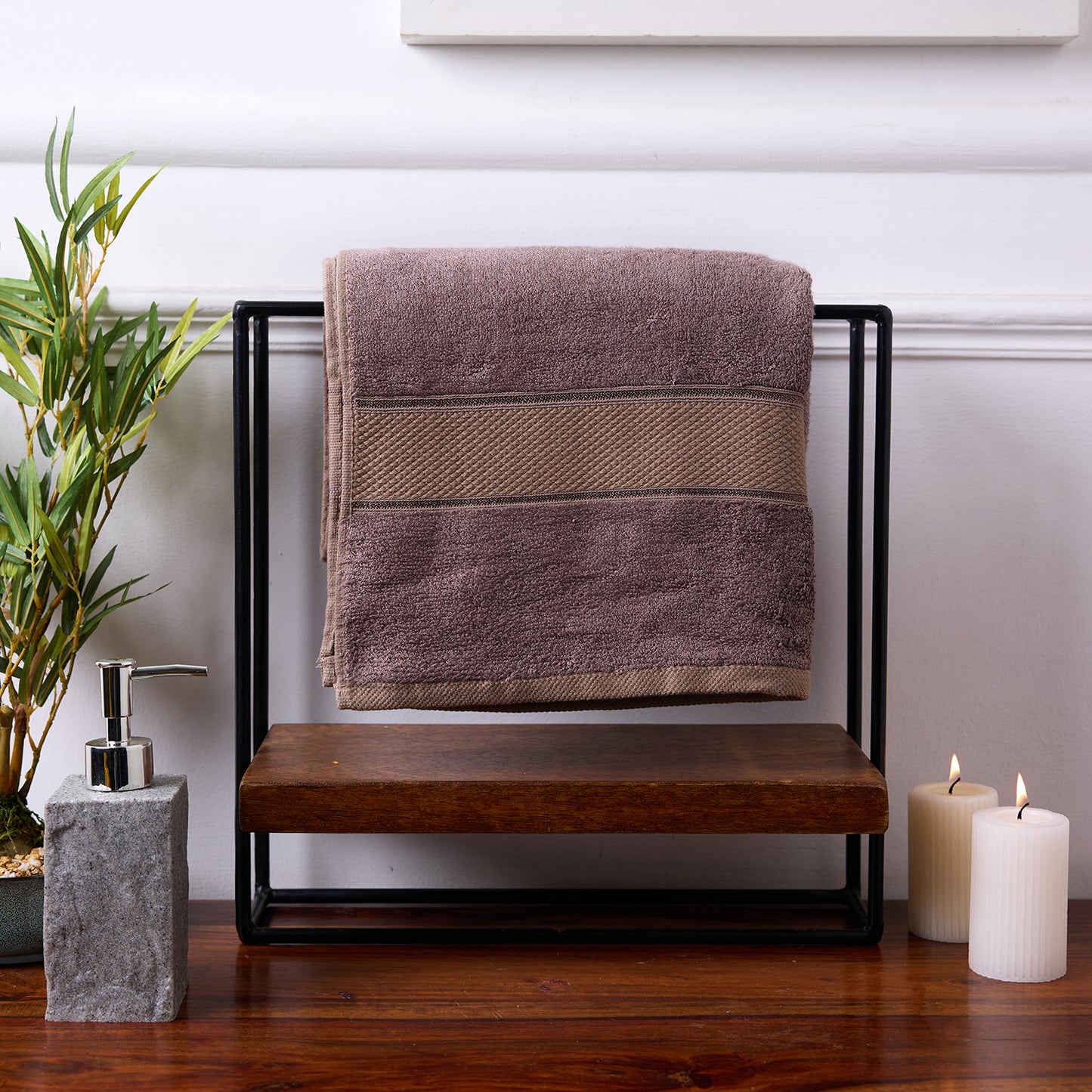 Bamboo Soul Bamboo Bath Towel | Large Size | Ultra Absorbent & Super Soft | 75 x 150 cm - 550 GSM | Pack of 1 – Dark Beige