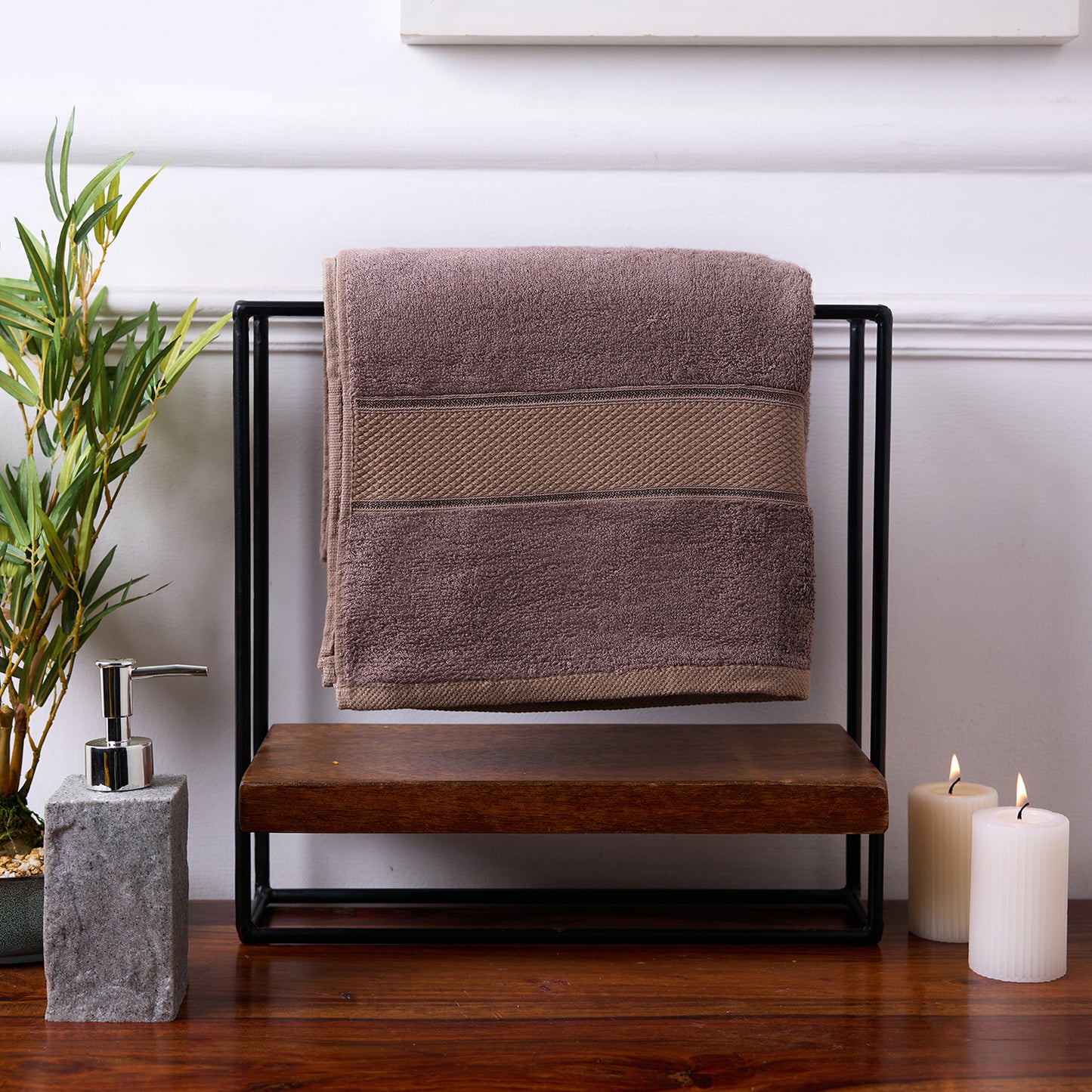 Bamboo Soul Bamboo Bath Towel | Large Size | Ultra Absorbent & Super Soft | 75 x 150 cm - 550 GSM | Pack of 1 – Dark Beige