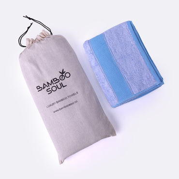Bamboo Soul Bamboo Bath Towel | Large Size | Ultra Absorbent & Super Soft | 75 x 150 cm - 550 GSM | Pack of 1 – Sky Blue
