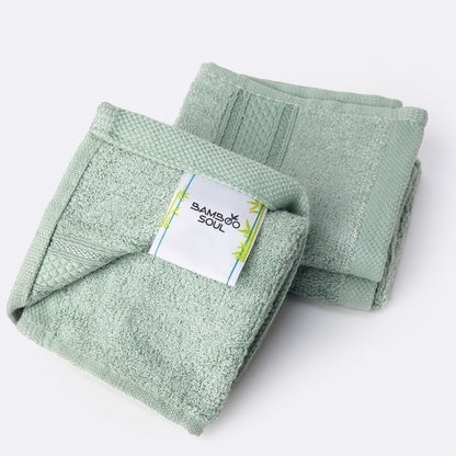 Bamboo Soul Bamboo Face Towel | Ultra Absorbent & Super Soft | 30 x 30 cm - 550 GSM | Pack of 3 – MInt Green