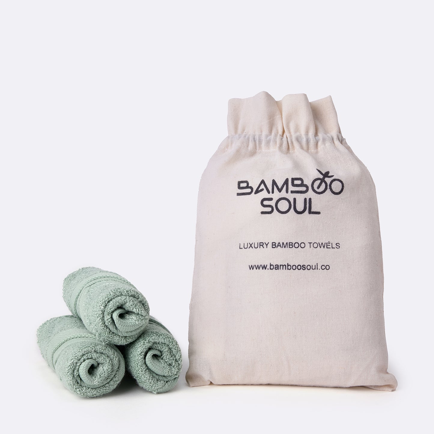 Bamboo Soul Bamboo Face Towel | Ultra Absorbent & Super Soft | 30 x 30 cm - 550 GSM | Pack of 3 – MInt Green