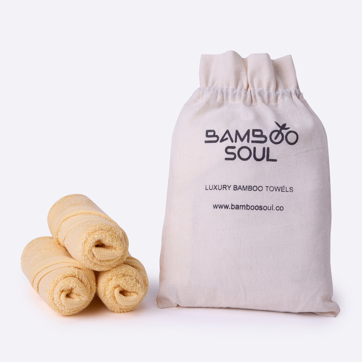 Bamboo Soul Bamboo Face Towel | Ultra Absorbent & Super Soft | 30 x 30 cm - 550 GSM | Pack of 3 – Yellow