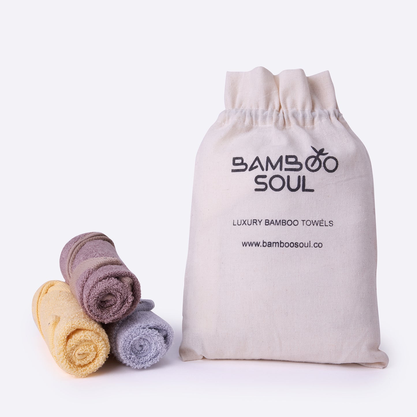 Bamboo Soul Bamboo Face Towel | Ultra Absorbent & Super Soft | 30 x 30 cm - 550 GSM | Pack of 3 – Dark Beige-Yellow-Grey