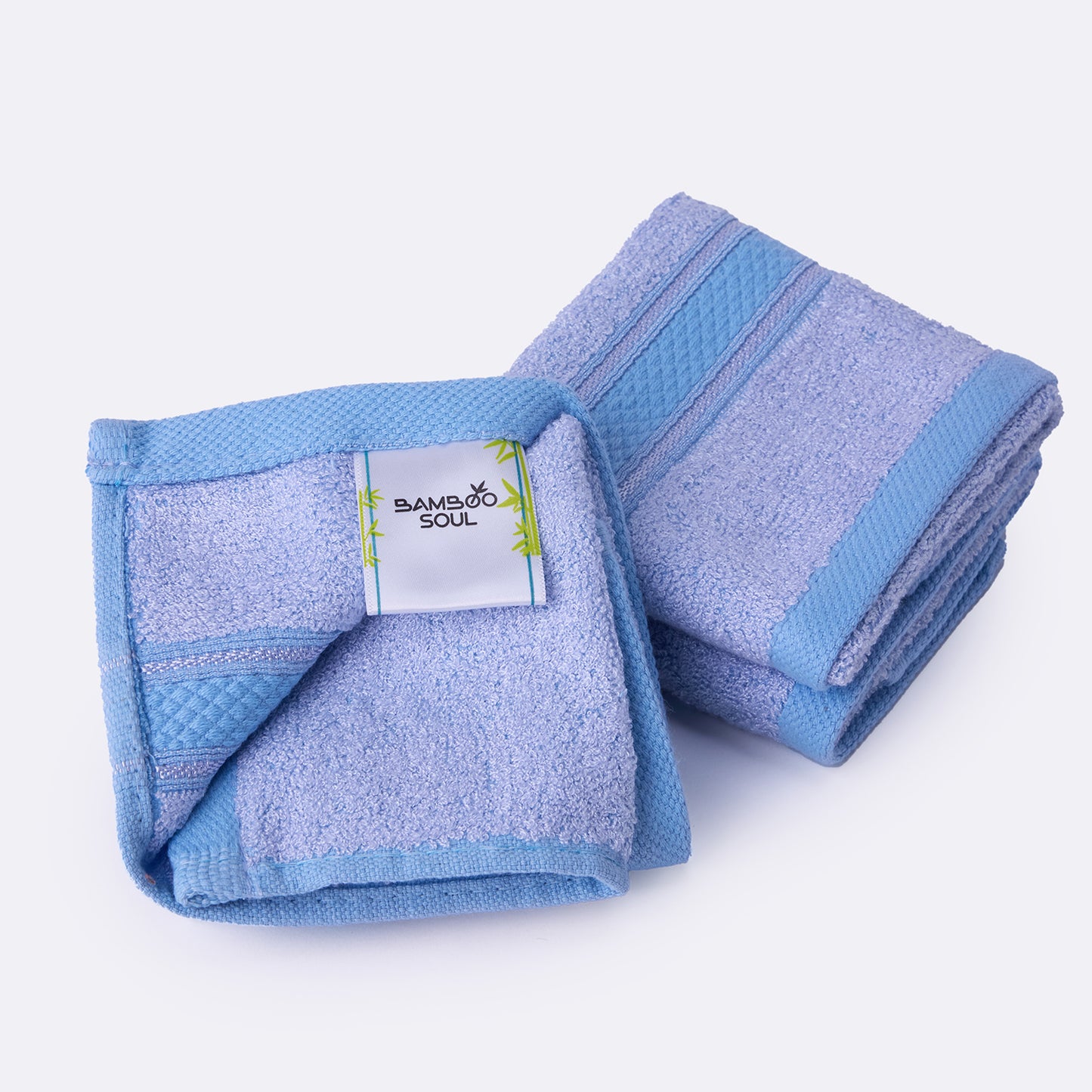 Bamboo Soul Bamboo Face Towel | Ultra Absorbent &amp; Super Soft | 30 x 30 cm - 550 GSM | Pack of 3 – Sky blue