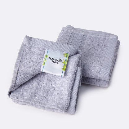 Bamboo Soul Bamboo Face Towel | Ultra Absorbent & Super Soft | 30 x 30 cm - 550 GSM | Pack of 3 – Grey