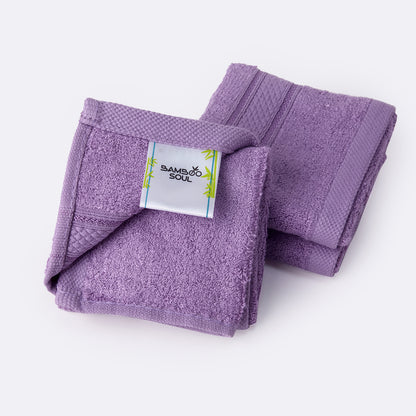 Bamboo Soul Bamboo Face Towel | Ultra Absorbent & Super Soft | 30 x 30 cm - 550 GSM | Pack of 3 – Purple