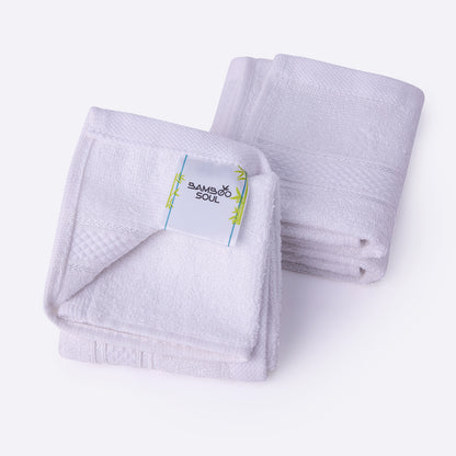 Bamboo Soul Bamboo Face Towel | Ultra Absorbent & Super Soft | 30 x 30 cm - 550 GSM | Pack of 3 – White