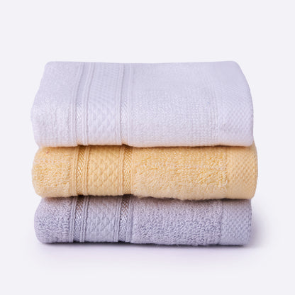 Bamboo Soul Bamboo Face Towel | Ultra Absorbent &amp; Super Soft | 30 x 30 cm - 550 GSM | Pack of 3 – White-Yellow-Grey