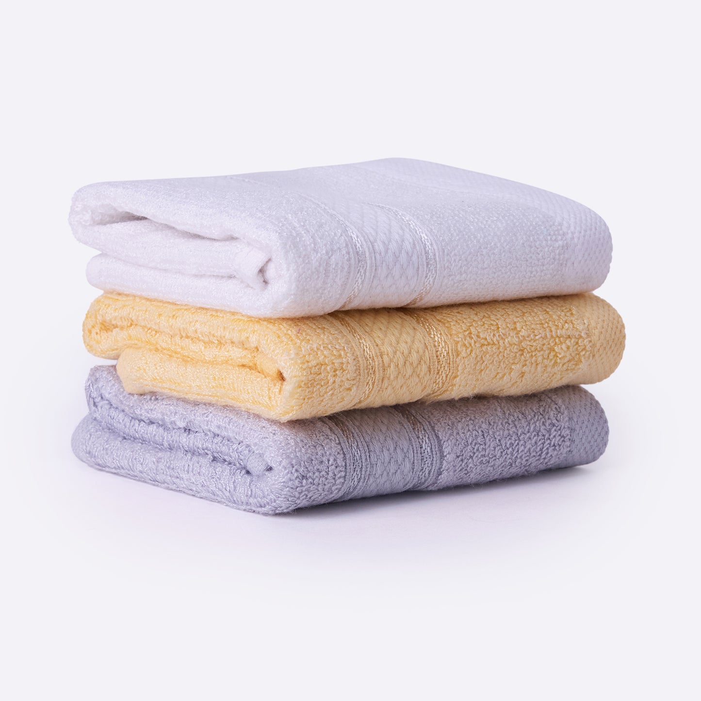 Bamboo Soul Bamboo Face Towel | Ultra Absorbent &amp; Super Soft | 30 x 30 cm - 550 GSM | Pack of 3 – White-Yellow-Grey