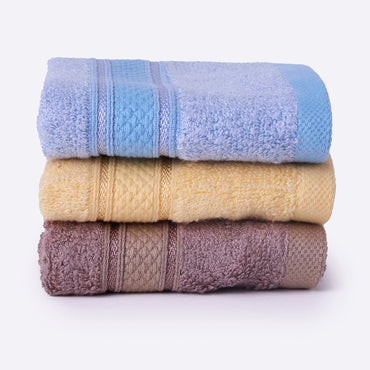Bamboo Soul Bamboo Face Towel | Ultra Absorbent & Super Soft | 30 x 30 cm - 550 GSM | Pack of 3 – Blue-Yellow-Dark Beige