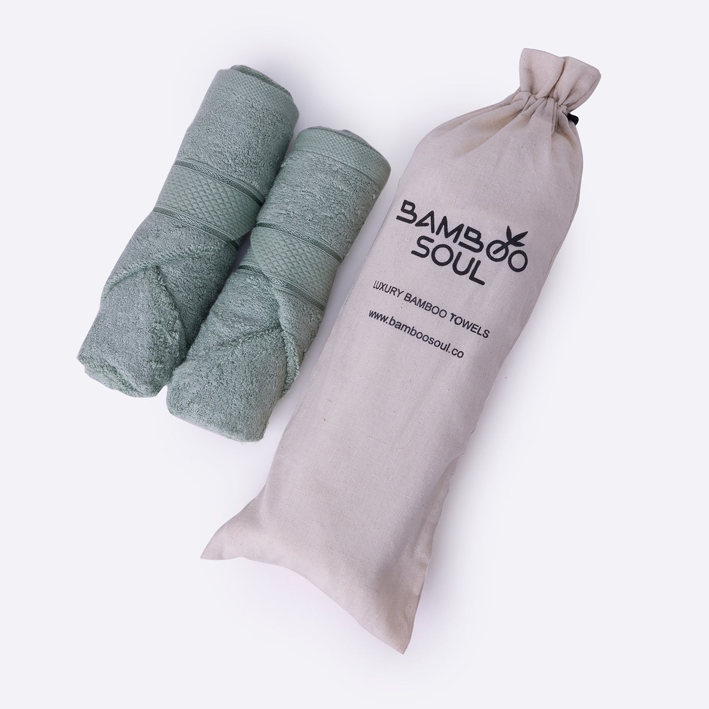 Bamboo Soul Bamboo Hand Towel | Ultra Absorbent &amp; Super Soft | 40 x 60 cm - 550 GSM | Pack of 2 – Mint Green