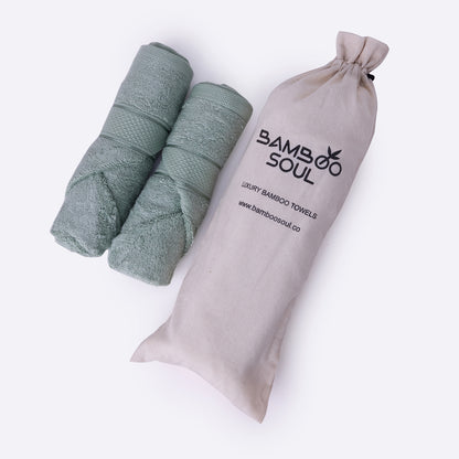 Bamboo Soul Bamboo Hand Towel | Ultra Absorbent &amp; Super Soft | 40 x 60 cm - 550 GSM | Pack of 2 – Mint Green