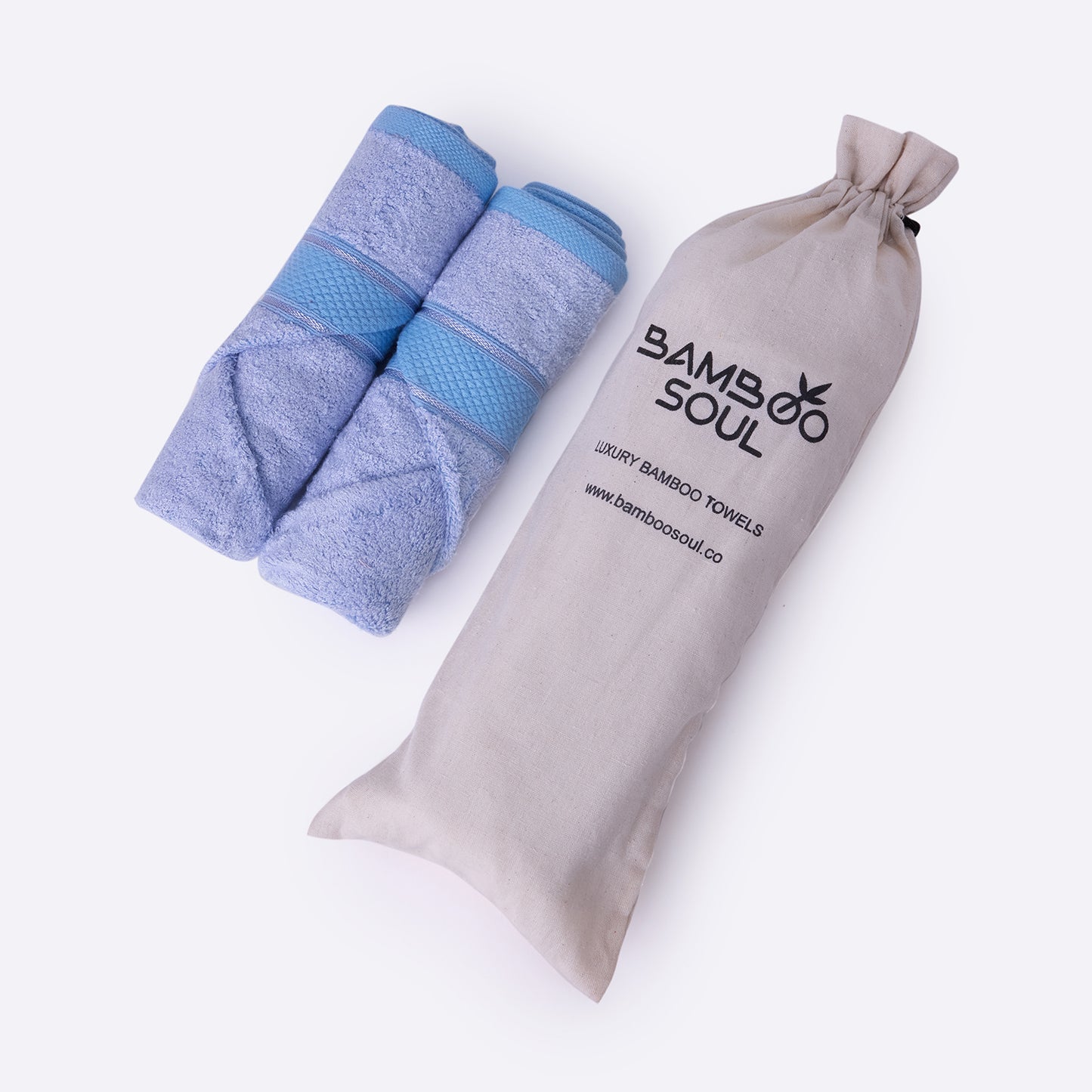 Bamboo Soul Bamboo Hand Towel | Ultra Absorbent & Super Soft | 40 x 60 cm - 550 GSM | Pack of 2 – Blue