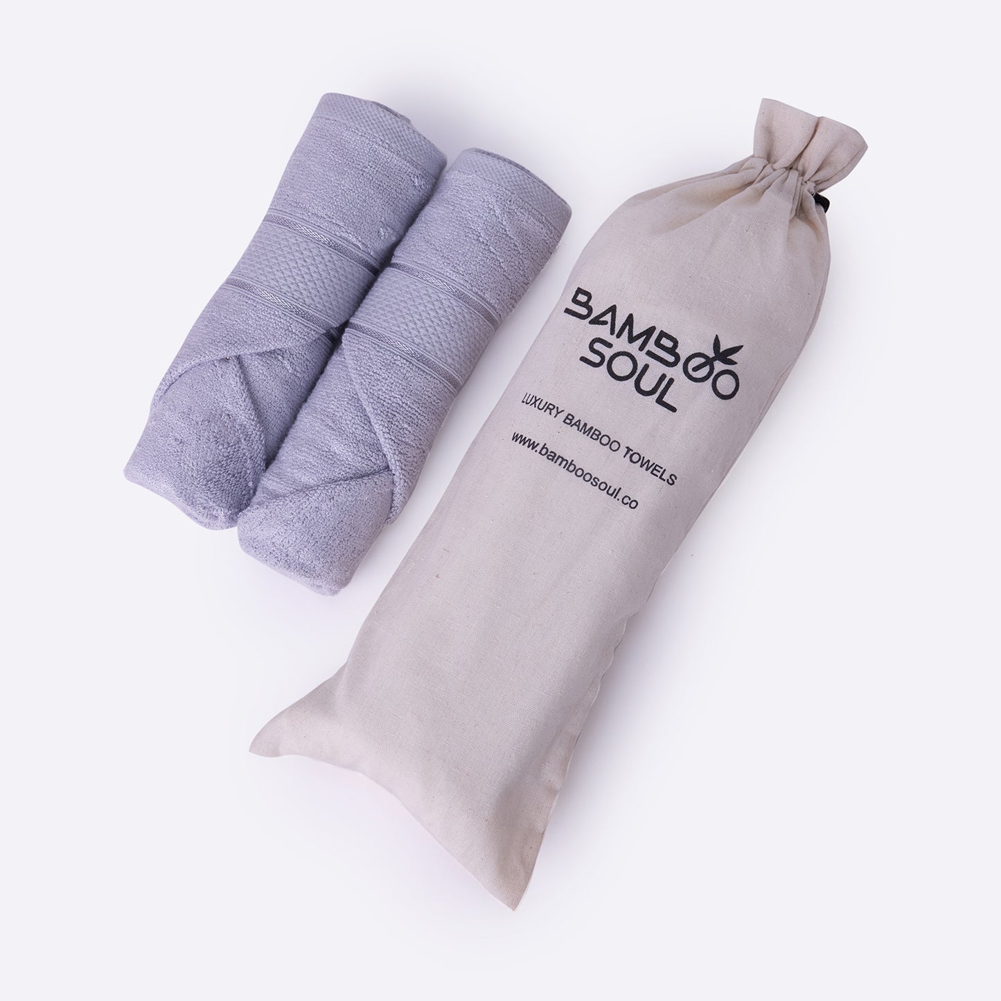 Bamboo Soul Bamboo Hand Towel | Ultra Absorbent &amp; Super Soft | 40 x 60 cm - 550 GSM | Pack of 2 – Grey
