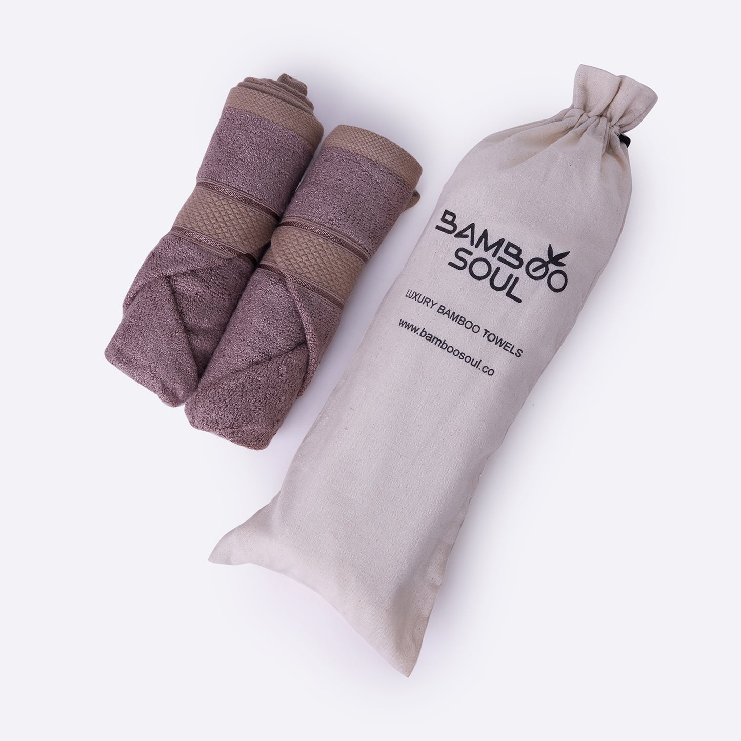 Bamboo Soul Bamboo Hand Towel | Ultra Absorbent & Super Soft | 40 x 60 cm - 550 GSM | Pack of 2 – Dark Beige