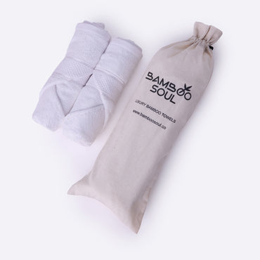 Bamboo Soul Bamboo Hand Towel | Ultra Absorbent & Super Soft | 40 x 60 cm - 550 GSM | Pack of 2 – White