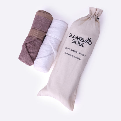 Bamboo Soul Bamboo Hand Towel | Ultra Absorbent & Super Soft | 40 x 60 cm - 550 GSM | Pack of 2 – White