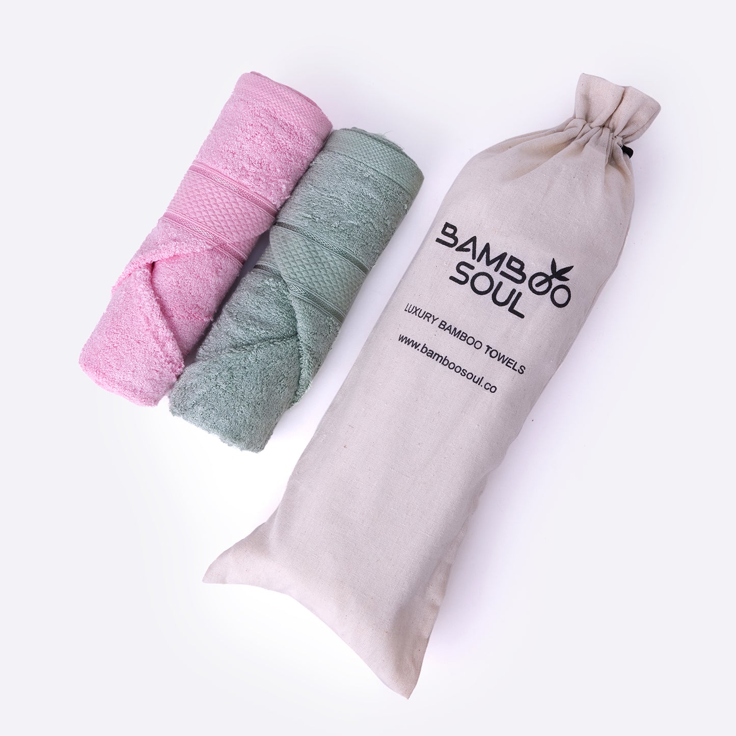 Bamboo Soul Bamboo Hand Towel | Ultra Absorbent & Super Soft | 40 x 60 cm - 550 GSM | Pack of 2 – Pink-Green