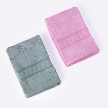 Bamboo Soul Bamboo Hand Towel | Ultra Absorbent & Super Soft | 40 x 60 cm - 550 GSM | Pack of 2 – Pink-Green