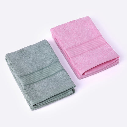 Bamboo Soul Bamboo Hand Towel | Ultra Absorbent & Super Soft | 40 x 60 cm - 550 GSM | Pack of 2 – Pink-Green
