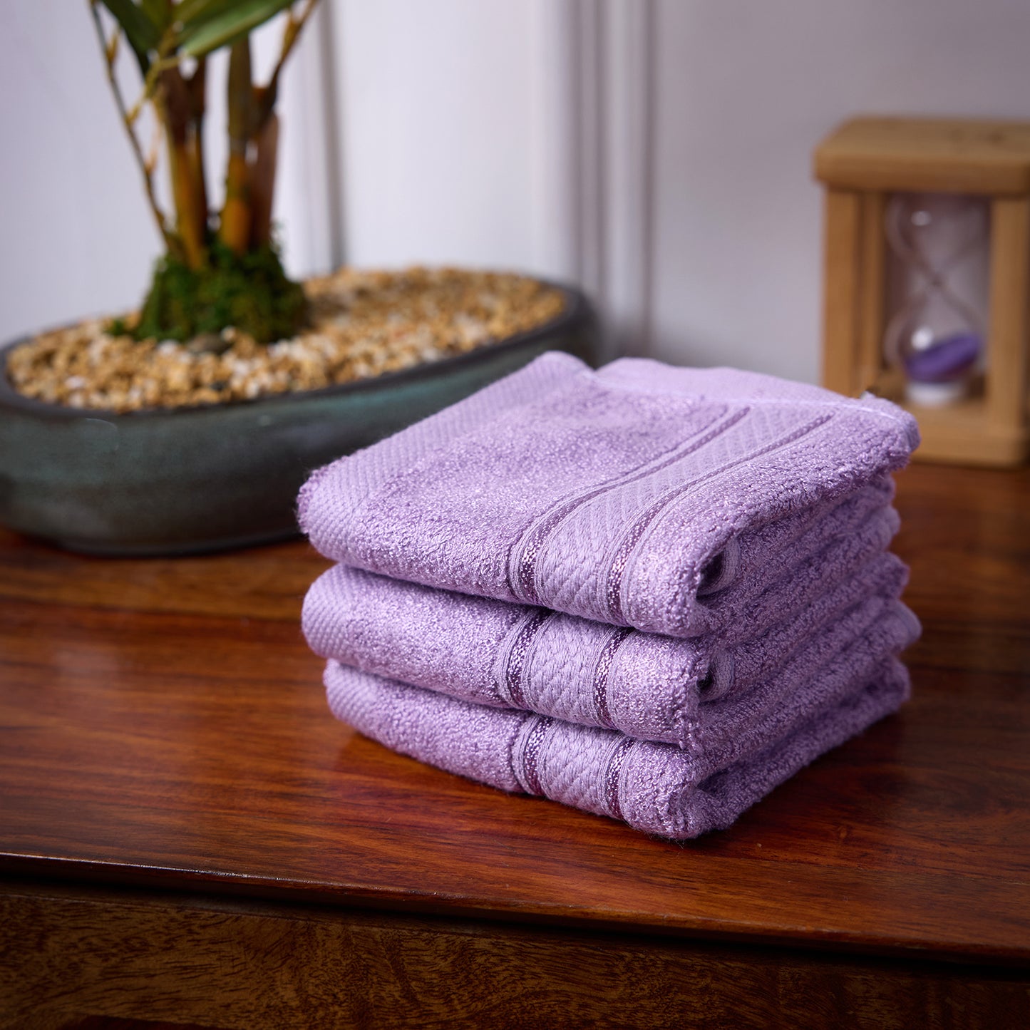 Bamboo Soul Bamboo Face Towel | Ultra Absorbent & Super Soft | 30 x 30 cm - 550 GSM | Pack of 3 – Purple
