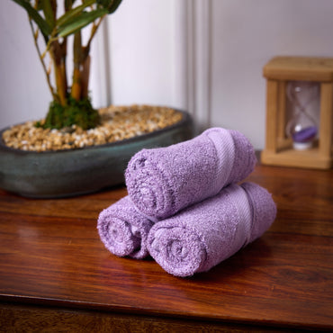 Bamboo Soul Bamboo Face Towel | Ultra Absorbent & Super Soft | 30 x 30 cm - 550 GSM | Pack of 3 – Purple