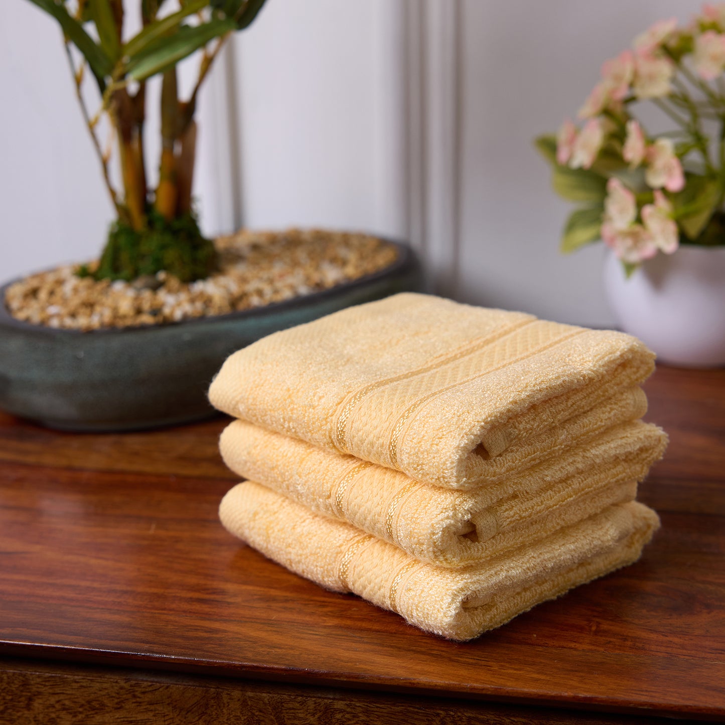 Bamboo Soul Bamboo Face Towel | Ultra Absorbent & Super Soft | 30 x 30 cm - 550 GSM | Pack of 3 – Yellow