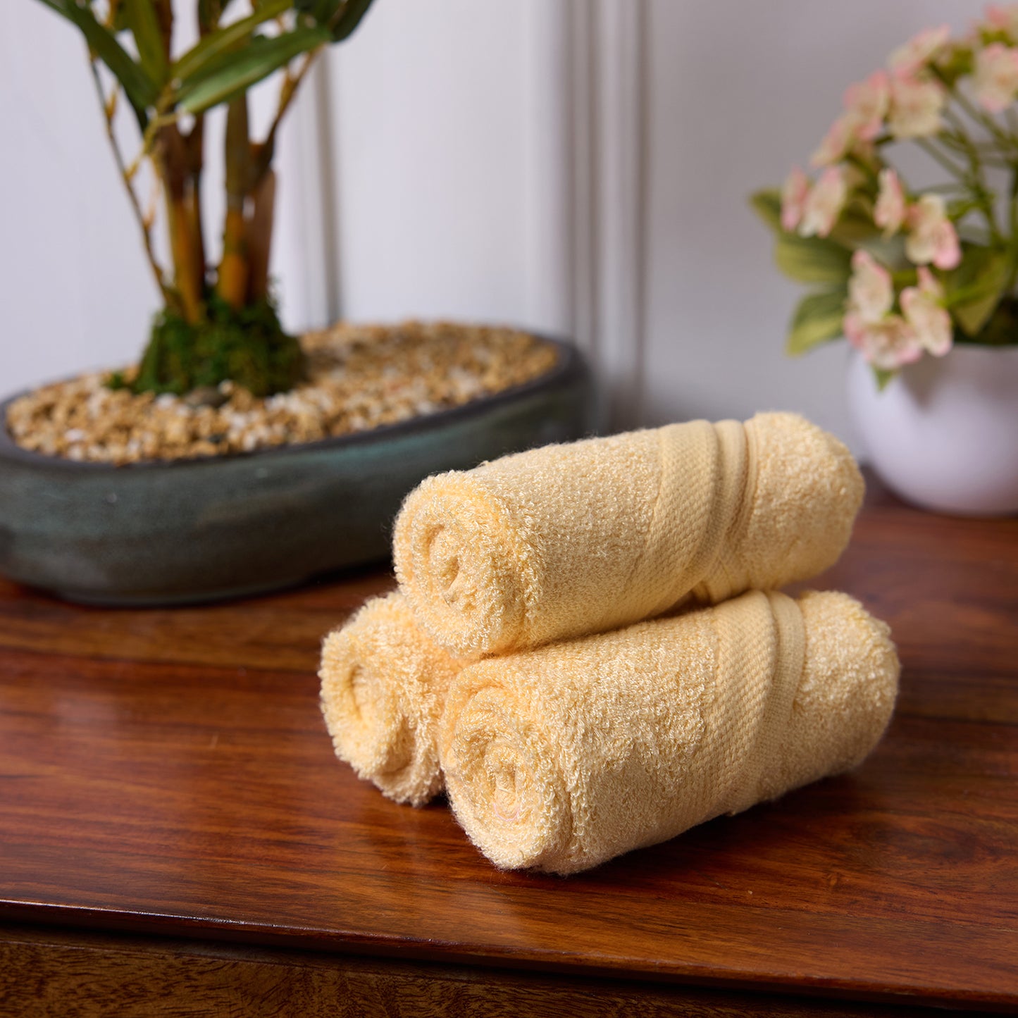 Bamboo Soul Bamboo Face Towel | Ultra Absorbent & Super Soft | 30 x 30 cm - 550 GSM | Pack of 3 – Yellow