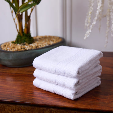 Bamboo Face Towel | 30 x 30 CMS | 550 GSM | Set of 3 - WHITE