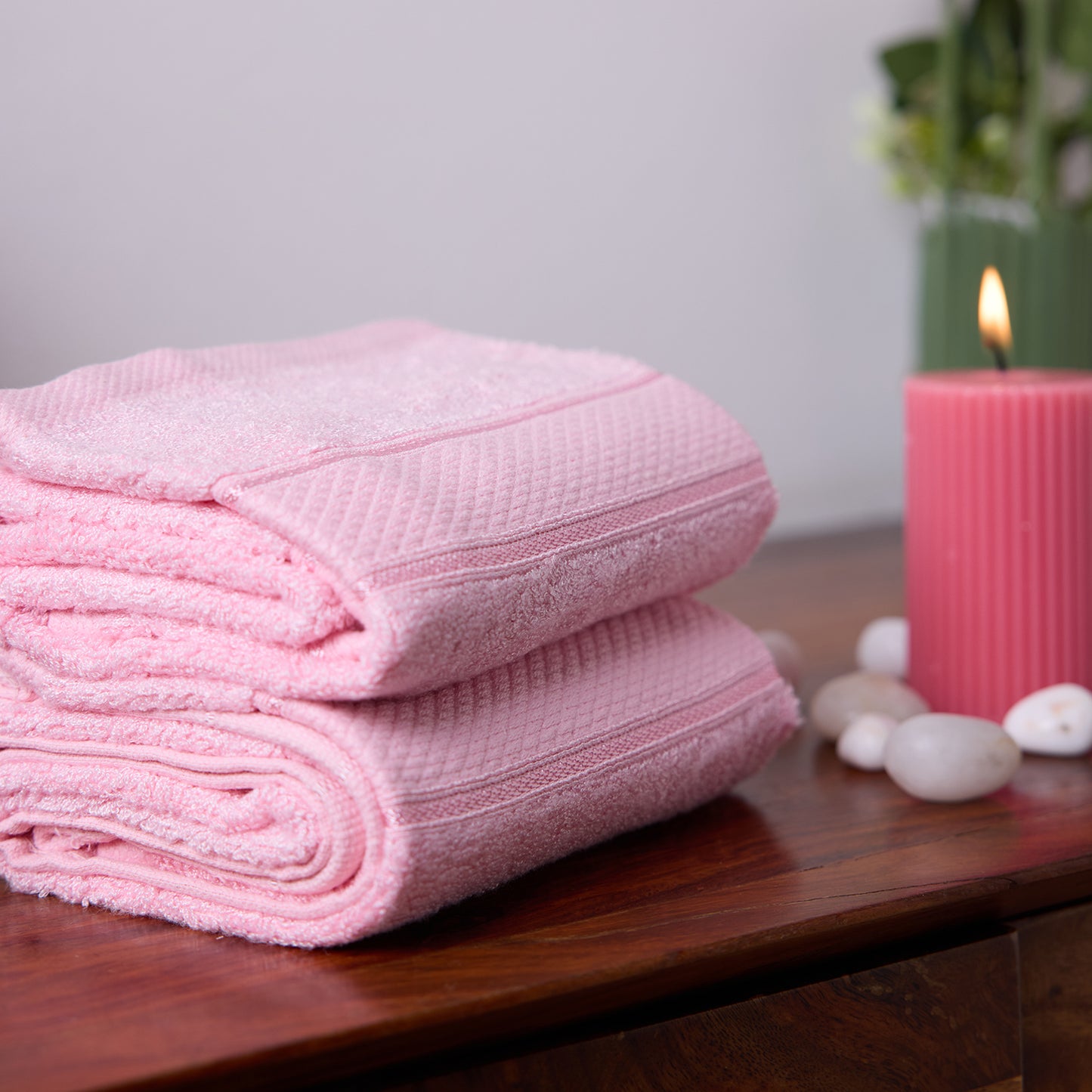 Bamboo Soul Bamboo Hand Towel | Ultra Absorbent & Super Soft | 40 x 60 cm - 550 GSM | Pack of 2 – Pink